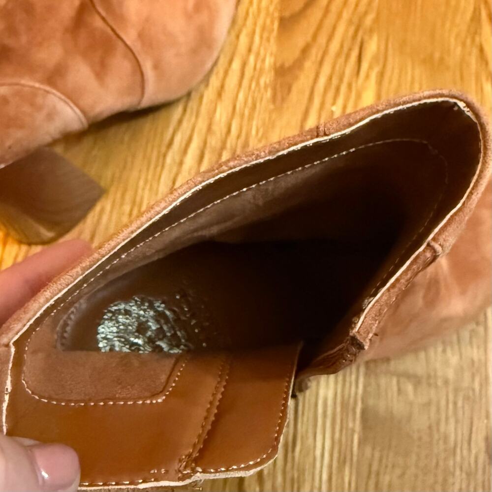 Vince Camuto Womens 8 VC Envernia Brown Suede Leather Chunky Round Toe Booties - Picture 7 of 13